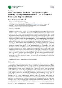 Seed Parameters Study in Commiphora Wightii (Arnott)–An Important Medicinal Tree of Arid and Semi-Arid Regions of India