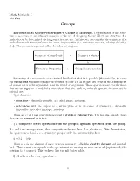5. Group Theory. Symmetry Groups of Molecules