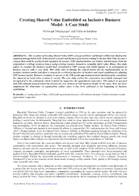 Creating Shared Value Embedded an Inclusive Business Model: a Case Study
