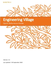 Engineering Village Quick Reference Guide