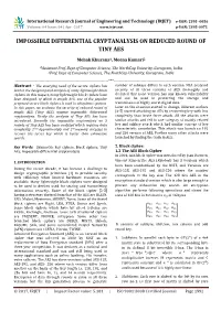 Impossible Differential Cryptanalysis on Reduced Round of Tiny Aes