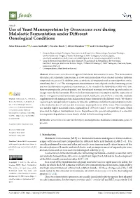 Use of Yeast Mannoproteins by Oenococcus Oeni During Malolactic Fermentation Under Different Oenological Conditions