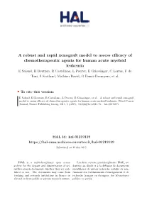 A Robust and Rapid Xenograft Model to Assess Efficacy Of