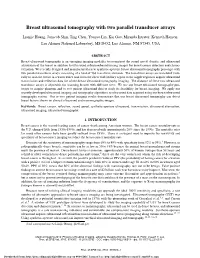 Breast Ultrasound Tomography with Two Parallel Transducer Arrays