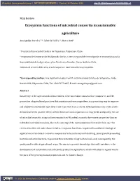 Ecosystem Functions of Microbial Consortia in Sustainable