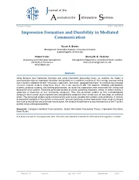 Impression Formation and Durability in Mediated Communication