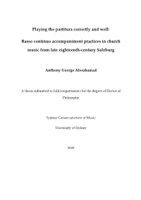 Playing the Partitura Correctly and Well: Basso Continuo Accompaniment