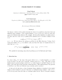 PRIME-PERFECT NUMBERS Paul Pollack Pppollac@Illinois.Edu Carl