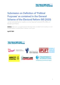 Submission on Definition of 'Political Purposes' As Contained in the General Scheme of the Electoral Reform Bill (2020)