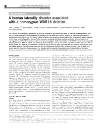 A Human Laterality Disorder Associated with a Homozygous WDR16 Deletion