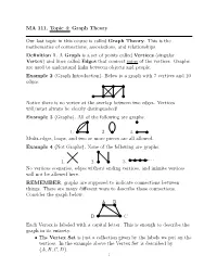 MA 111, Topic 4: Graph Theory