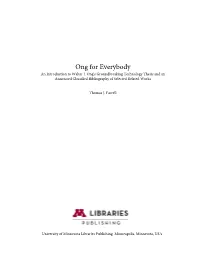 Ong for Everybody an Introduction to Walter J
