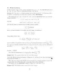 4.1 Reduction Theory Let Q(X, Y)=Ax2 + Bxy + Cy2 Be a Binary Quadratic Form (A, B, C Z)