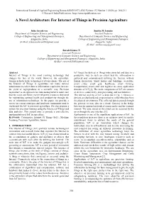 A Novel Architecture for Internet of Things in Precision Agriculture