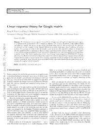 Linear Response Theory for Google Matrix