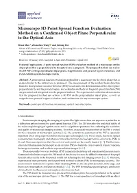 Microscope 3D Point Spread Function Evaluation Method on a Confirmed