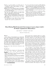 Mixed Mating with Preferential Outcrossing in Acacia Saligna (Labill.) H