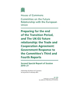 Preparing for the End of the Transition Period, and the UK