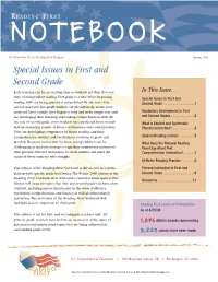 Special Issues in First and Second Grade