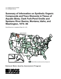 Summary of Information on Synthetic Organic Compounds and Trace