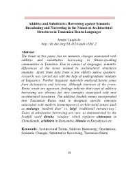 Additive and Substitutive Borrowing Against Semantic Broadening and Narrowing in the Names of Architectural Structures in Tanzanian Bantu Languages