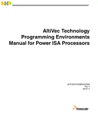 Altivec Technology Programming Environments Manual for Power ISA Processors