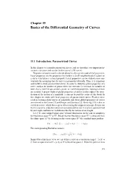 Basics of the Differential Geometry of Curves