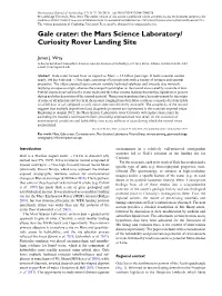 Gale Crater: the Mars Science Laboratory/ Curiosity Rover Landing Site