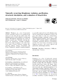 Naturally Occurring Thiophenes: Isolation, Purification, Structural