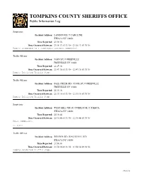 TOMPKINS COUNTY SHERIFFS OFFICE Public Information Log