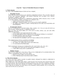 Types of Embedded Clauses in English 1. Finite Clauses the Verb