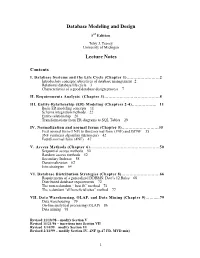 Database Modeling and Design Lecture Notes