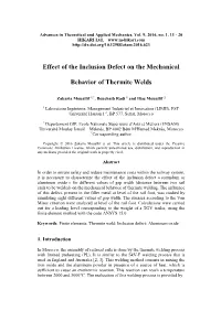Effect of the Inclusion Defect on the Mechanical Behavior of Thermite