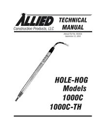 HOLE-HOG Models 1000C 1000C-TH ALLIED 1000C Series Hole-Hogs
