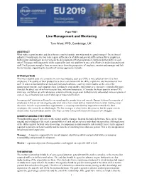 Line Management and Mentoring