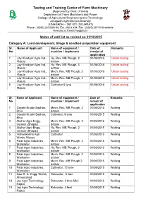 Testing and Training Center of Farm Machinery (Approved by Govt