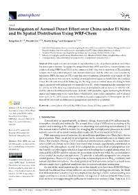 Investigation of Aerosol Direct Effect Over China Under El Niño and Its Spatial Distribution Using WRF-Chem