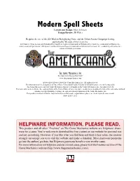 Modern Spell Sheets Layout and Design: Marc Schmalz Design Review: JD Wiker
