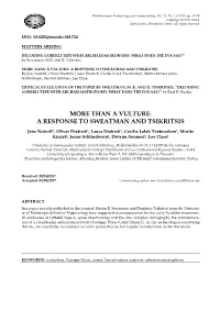 More Than a Vulture: a Response to Sweatman and Tsikritsis