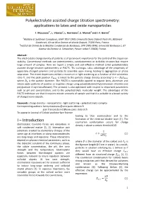 Polyelectrolyte Assisted Charge Titration Spectrometry: Applications to Latex and Oxide Nanoparticles