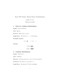 Stat 5101 Notes: Brand Name Distributions