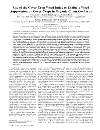 Use of the Cover Crop Weed Index to Evaluate Weed Suppression By