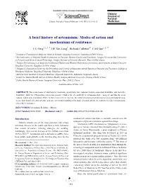 A Brief History of Artemisinin: Modes of Action and Mechanisms of Resistance