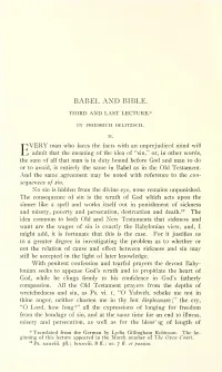 Babel and Bible. Third and Last Lecture