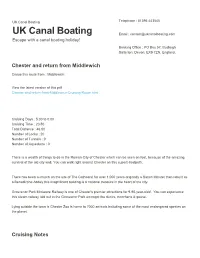 Chester and Return from Middlewich | UK Canal Boating