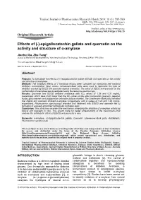 Epigallocatechin Gallate and Quercetin on the Activity and Structure of Α-Amylase