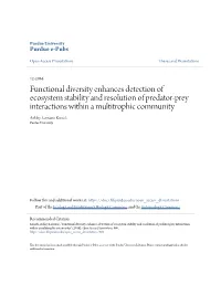 Functional Diversity Enhances Detection of Ecosystem Stability And