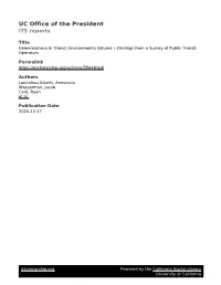 Homelessness in Transit Environments Volume I: Findings from a Survey of Public Transit Operators
