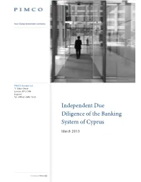 Independent Due Diligence of the Banking System of Cyprus