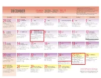 Liturgical Calendar 2020-2021